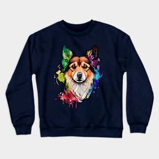 Colorful Dog Digital Watercolor Portrait Crewneck Sweatshirt